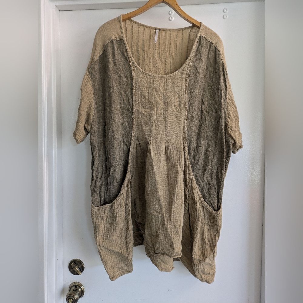 Free people oversized flowy colorblock shirt